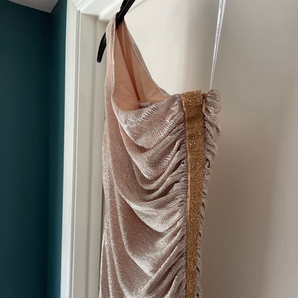 One-Shoulder Metallic Gown